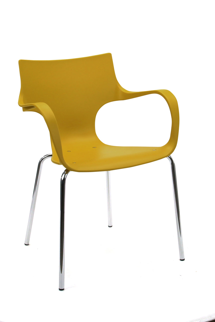 Workliving Jim Stoel - Mosterd - Aluminium Onderstel