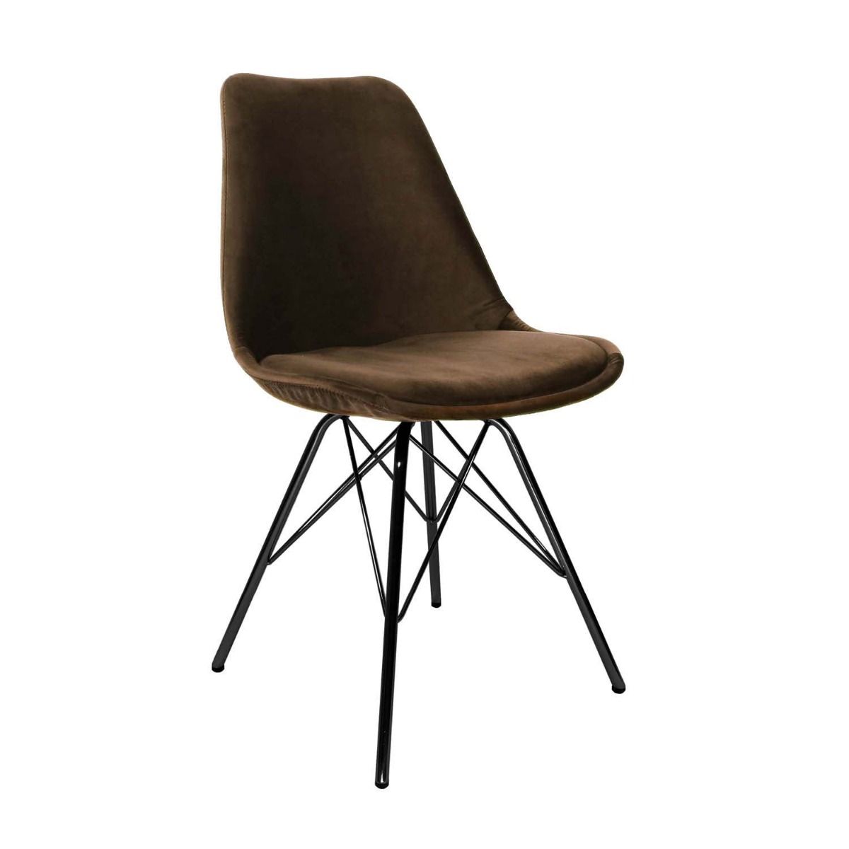 Kick Kuipstoel Velvet Zwart frame - Koffiebruin - Kick Collection - Velvet eetkamerstoelen- Workliving