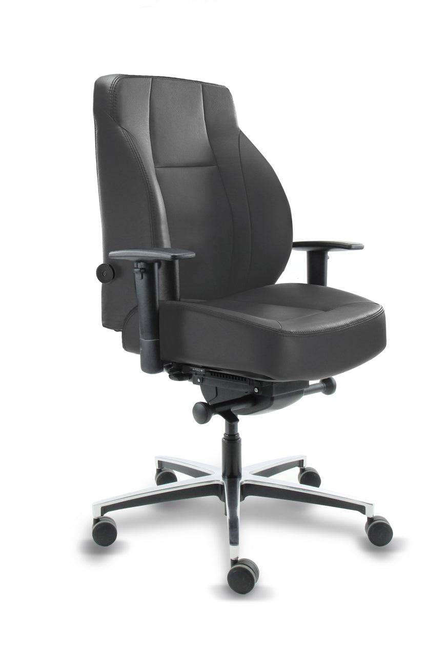Workliving Delta-5 Leer Compact - Ergonomische 24-uurs Bureaustoel