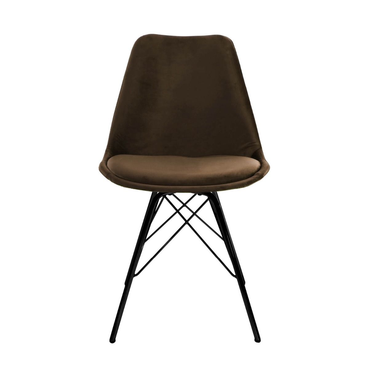 Kick Kuipstoel Velvet Zwart frame - Koffiebruin - Kick Collection - Velvet eetkamerstoelen- Workliving
