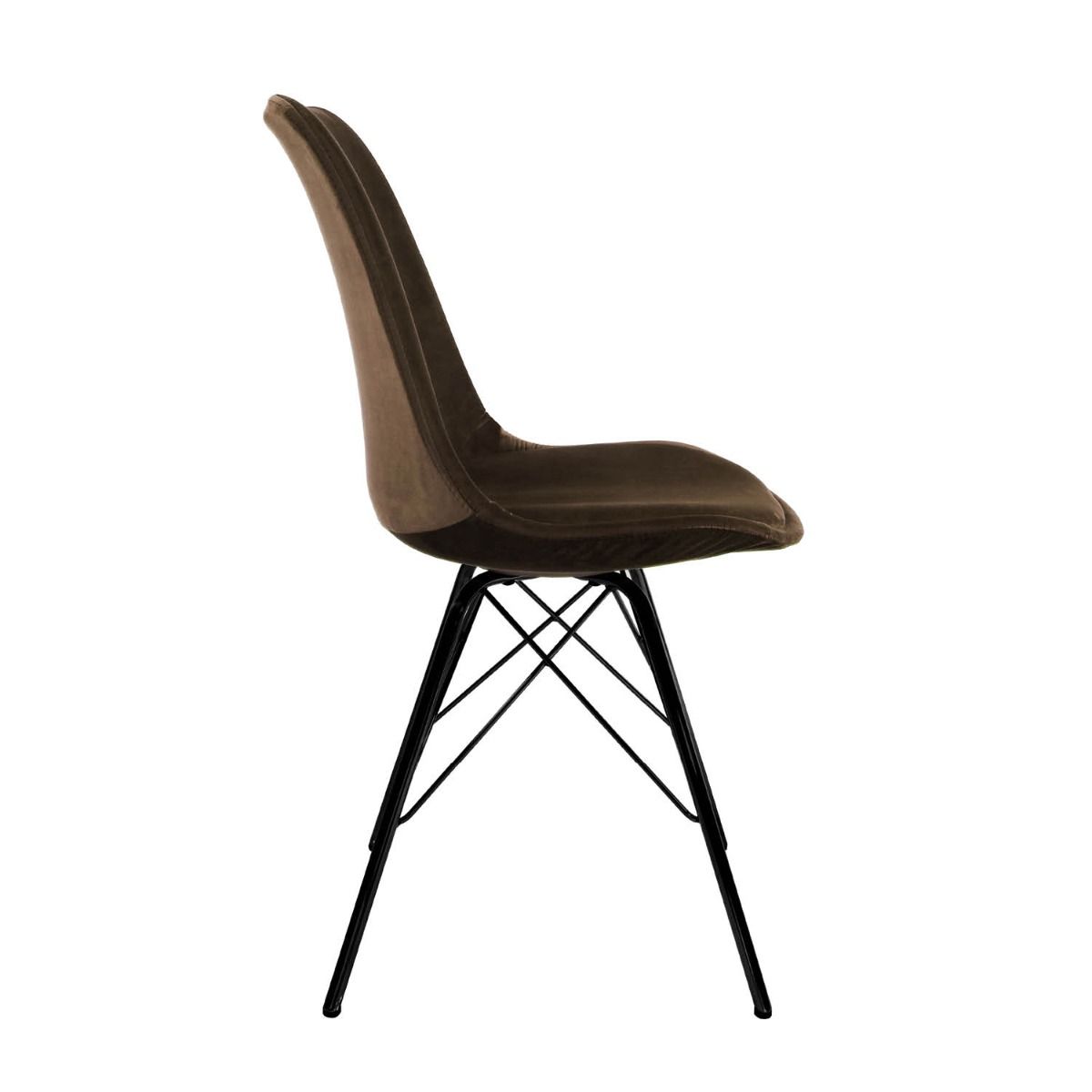 Kick Kuipstoel Velvet Zwart frame - Koffiebruin - Kick Collection - Velvet eetkamerstoelen- Workliving