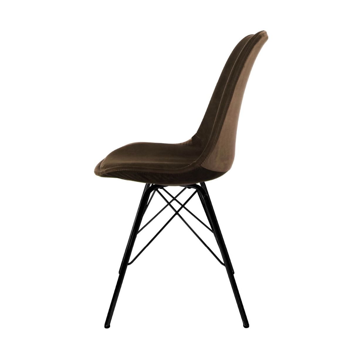 Kick Kuipstoel Velvet Zwart frame - Koffiebruin - Kick Collection - Velvet eetkamerstoelen- Workliving