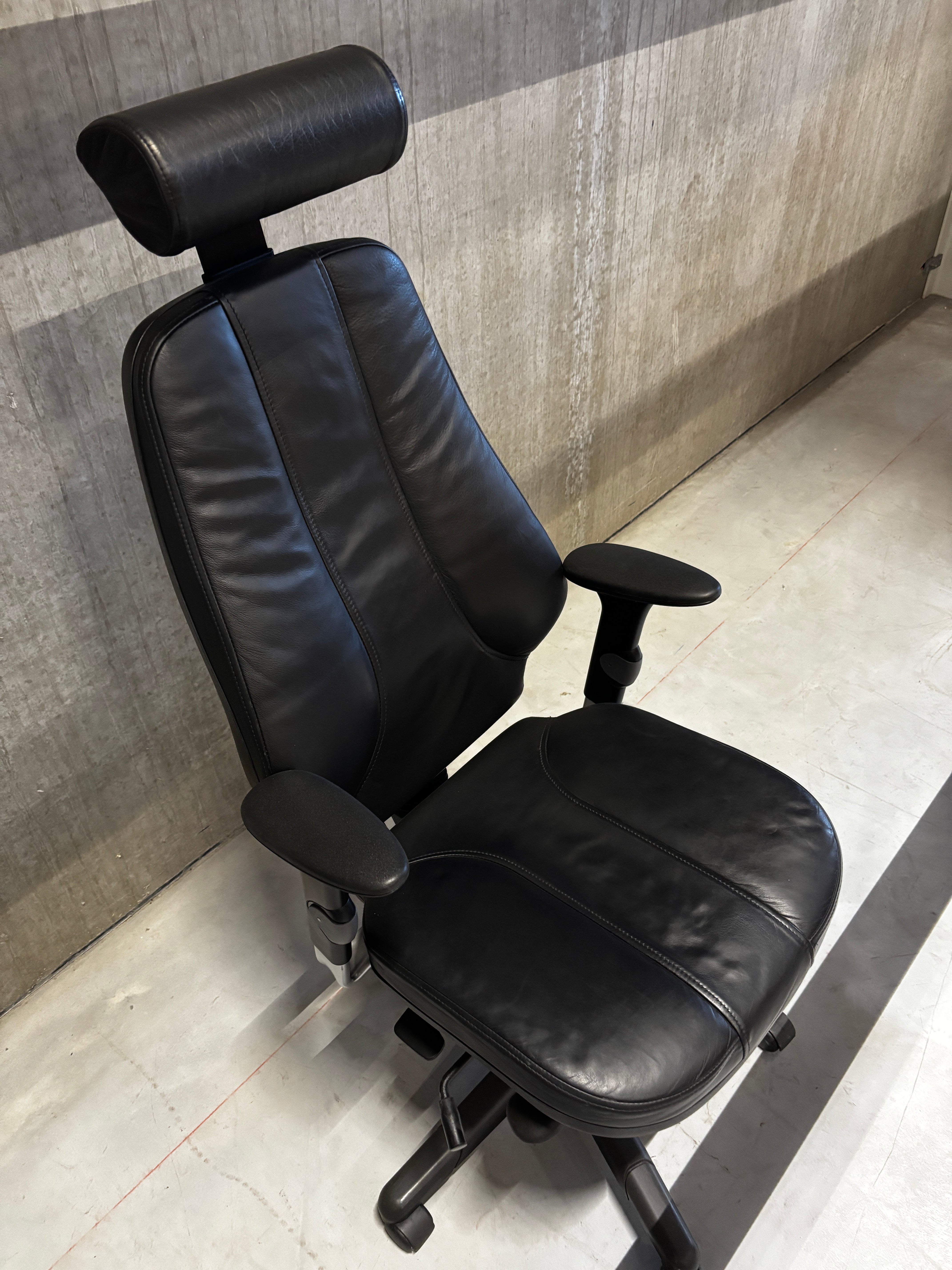 Refurbished Bureaustoel RH Logic 4 Leder met Hoofdsteun Zwart