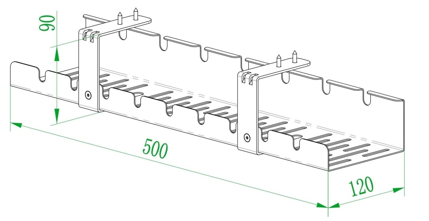 Bureau Kabelgoot Zwart 50 cm