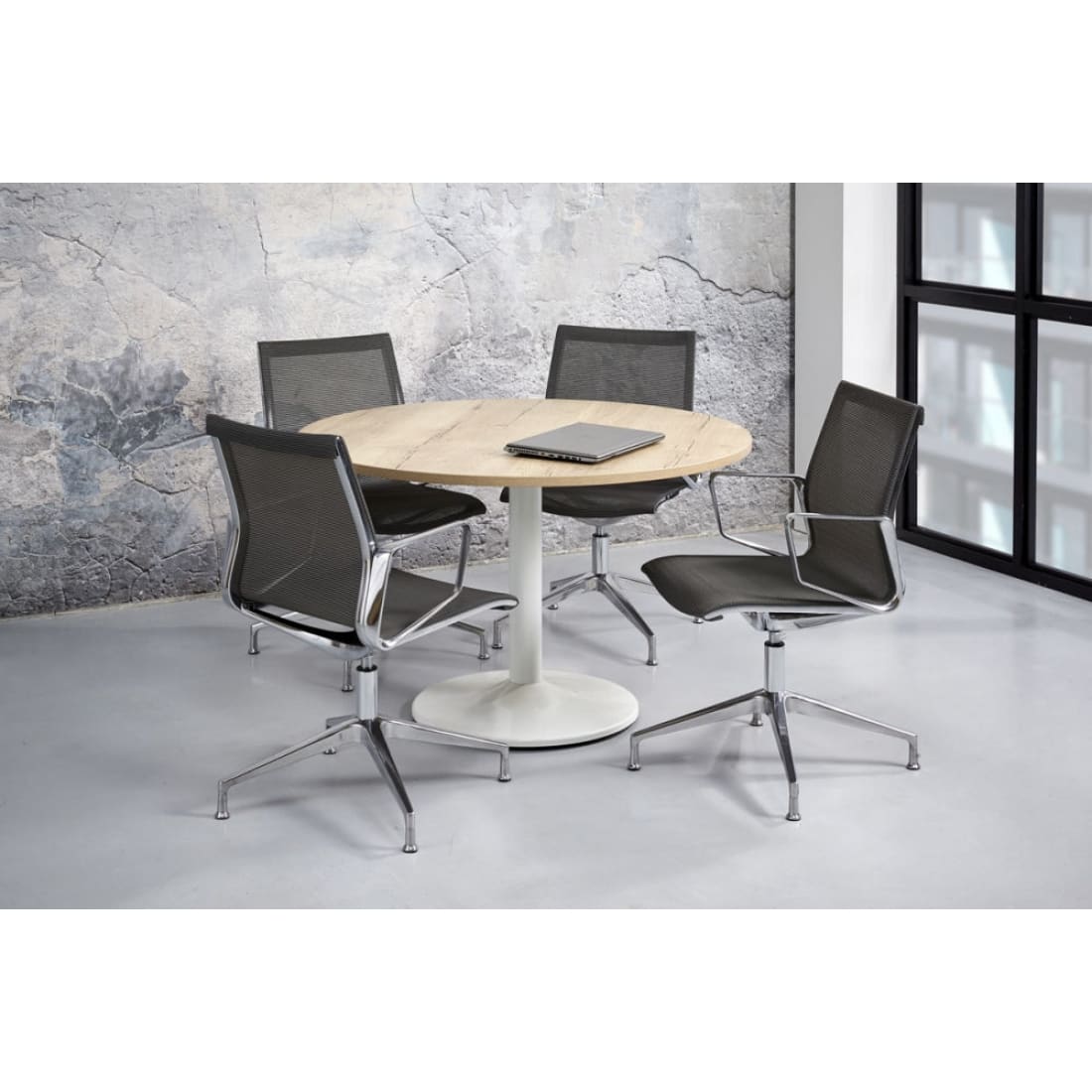 Manhattan Ronde Vergadertafel Ø120CM 4 personen - Wit Blad -