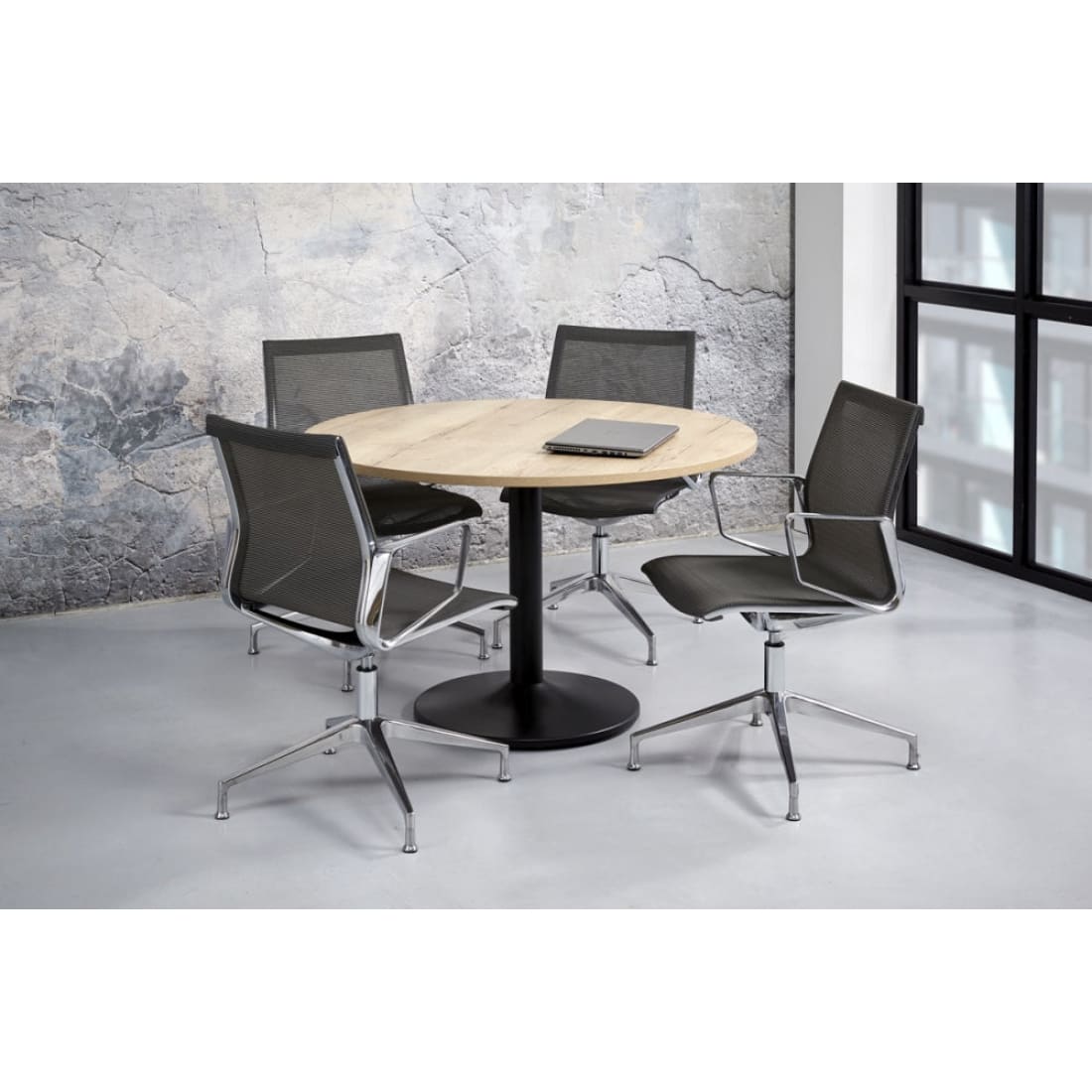 Manhattan Ronde Vergadertafel Ø120CM 4 personen - Wit Blad -