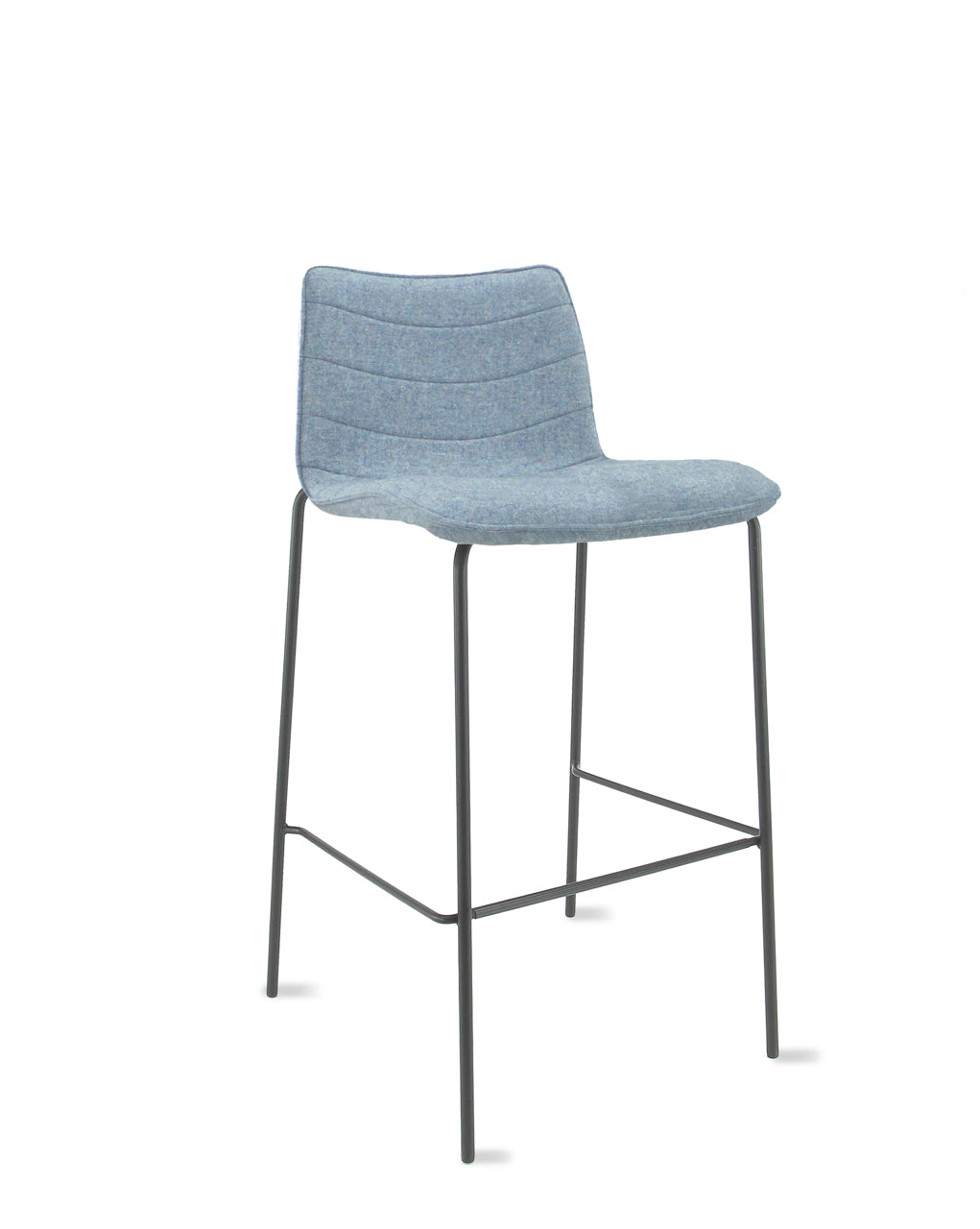 Workliving Verona Barkruk 75 cm - Wolvilt Fenice 351 zachtblauw - frame zwart - Workliving - Hoge Barkrukken- Workliving