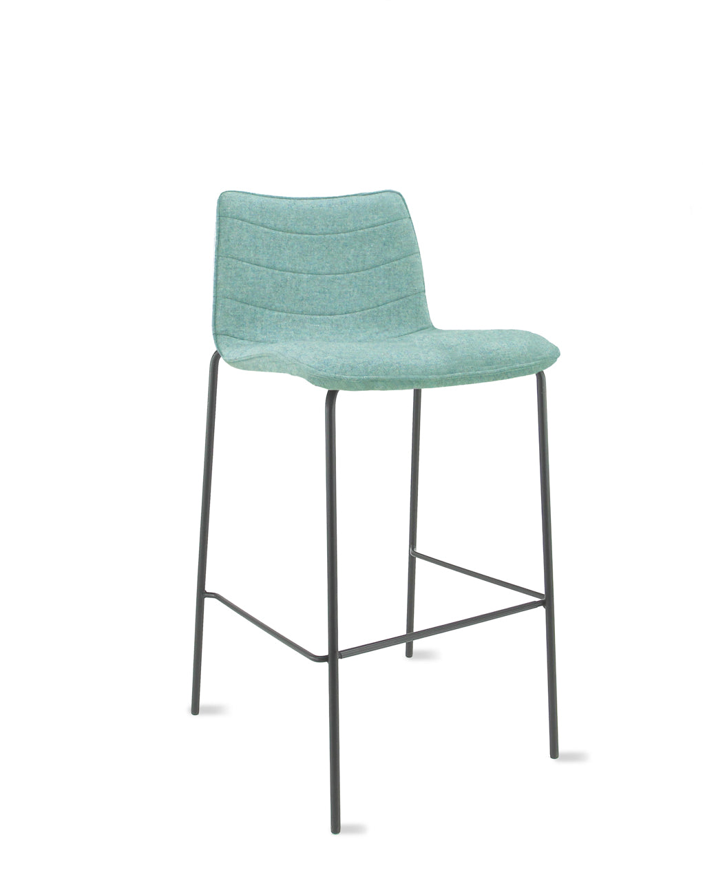 Workliving Verona Barkruk 75 cm - Wolvilt Fenice 455 zachtgroen - frame zwart - Workliving - Hoge Barkrukken- Workliving