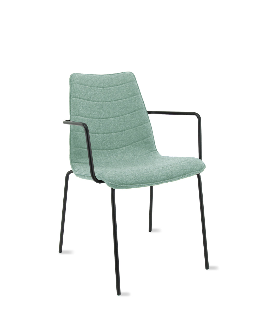 Workliving Verona Eetkamerstoel / Vergaderstoel - Met Armleuningen - Wolvilt Fenice 455 zachtgroen - frame zwart - Workliving - Wolvilt eetkamerstoelen- Workliving