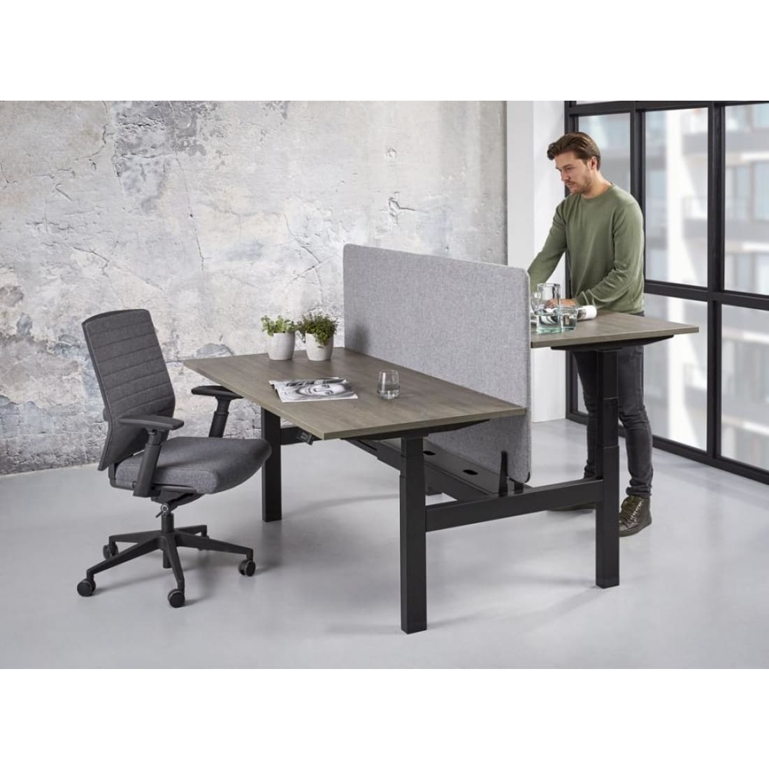 Duo Bureau Bench-Pro Zit/Sta Elektrisch Verstelbaar