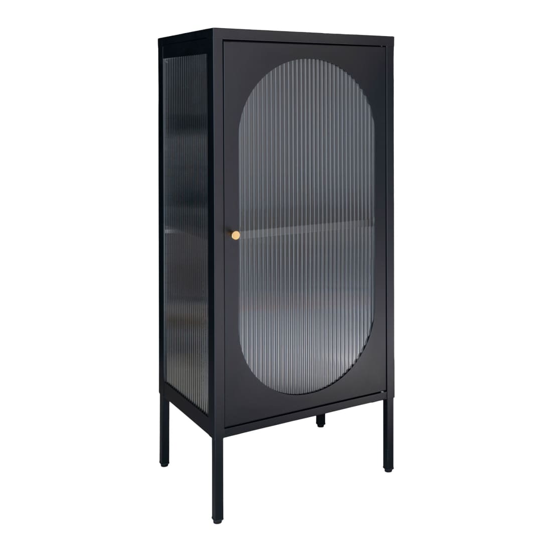 House Nordic Adelaide Wandkast - Zwart Staal - Glazen Deur -