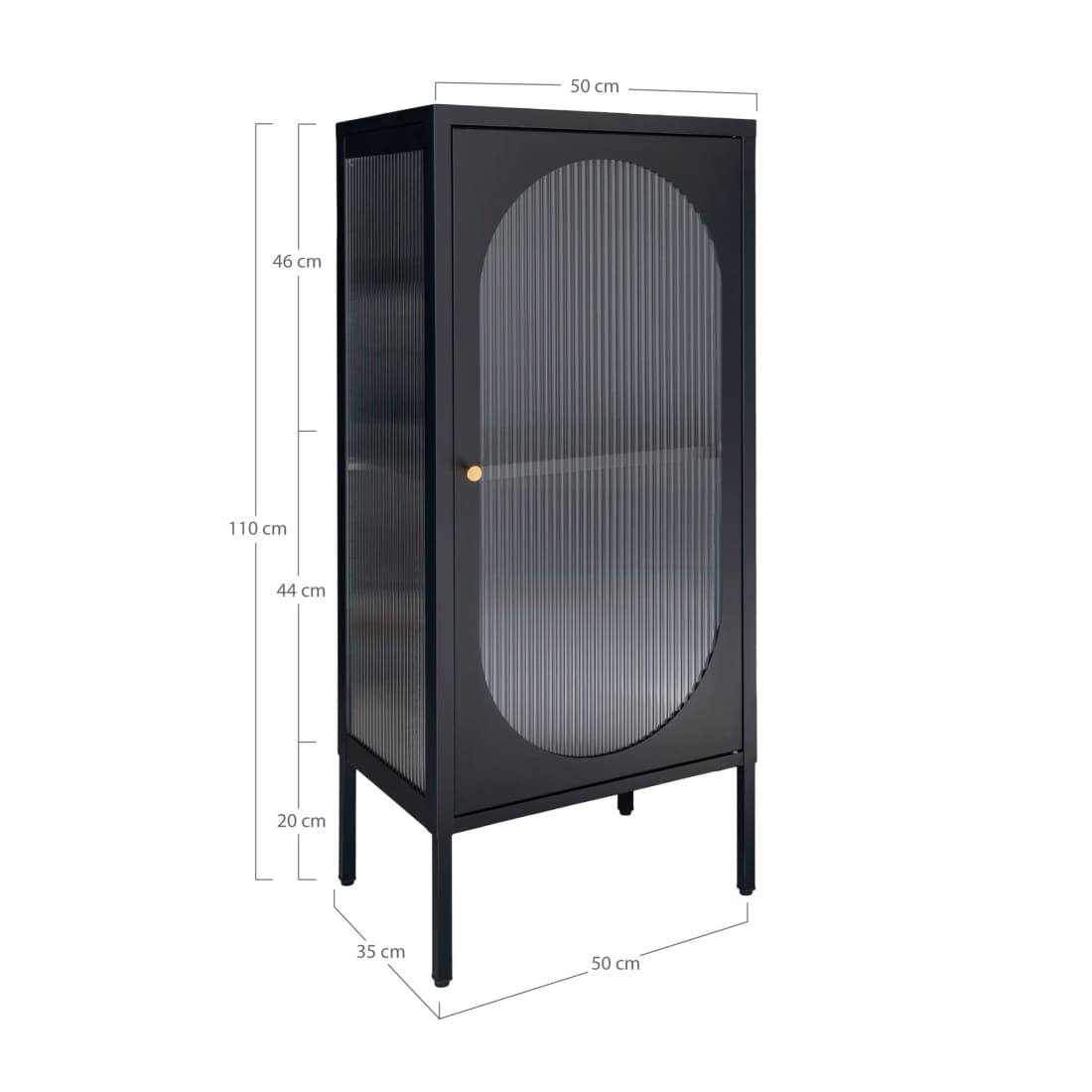 House Nordic Adelaide Wandkast - Zwart Staal - Glazen Deur -