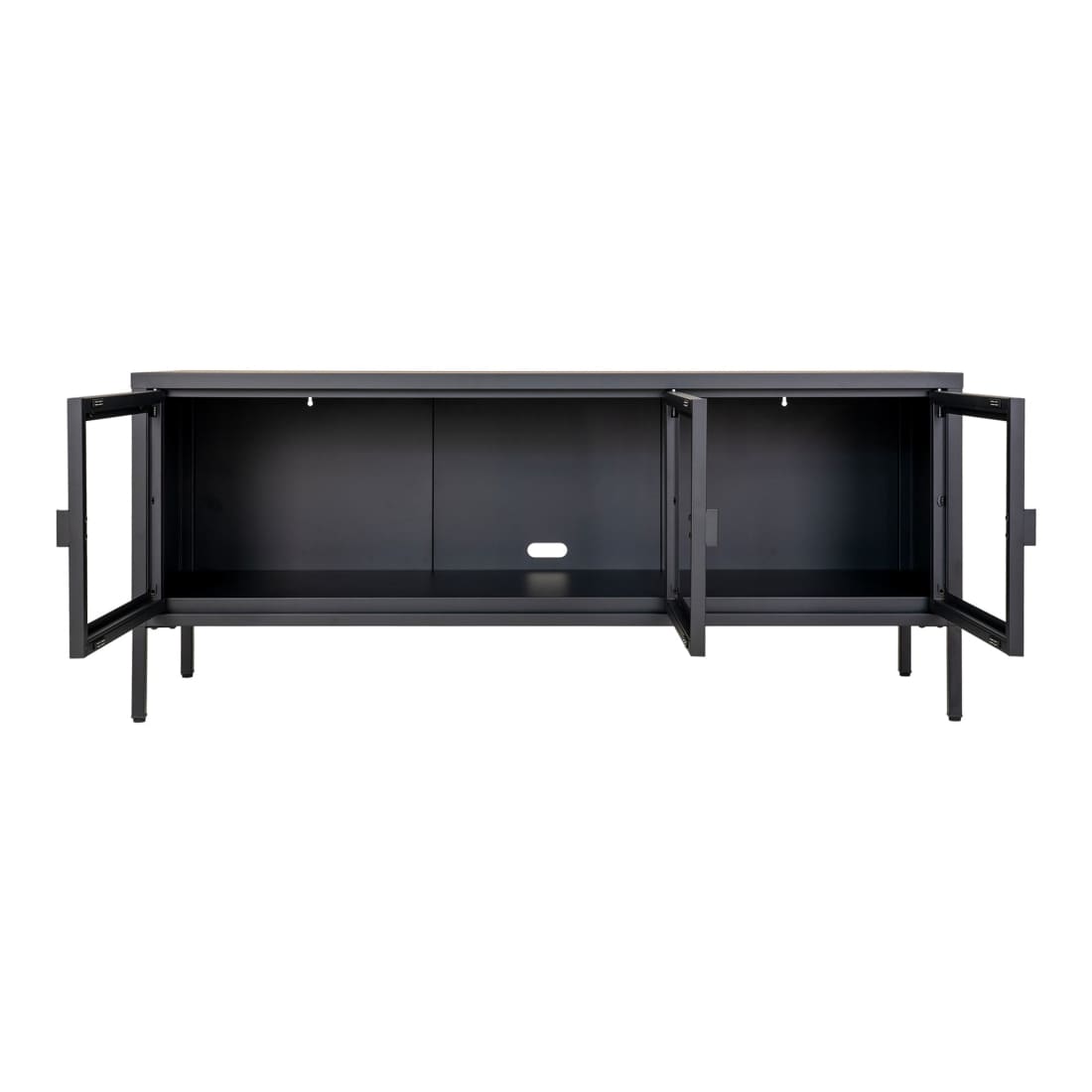 House Nordic Brisbane TV Meubel - Zwart Staal - 3 Glazen