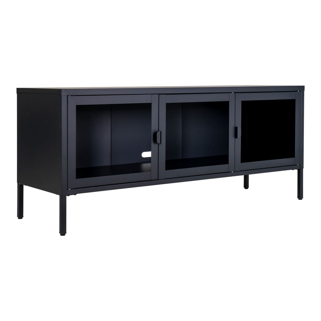 House Nordic Brisbane TV Meubel - Zwart Staal - 3 Glazen