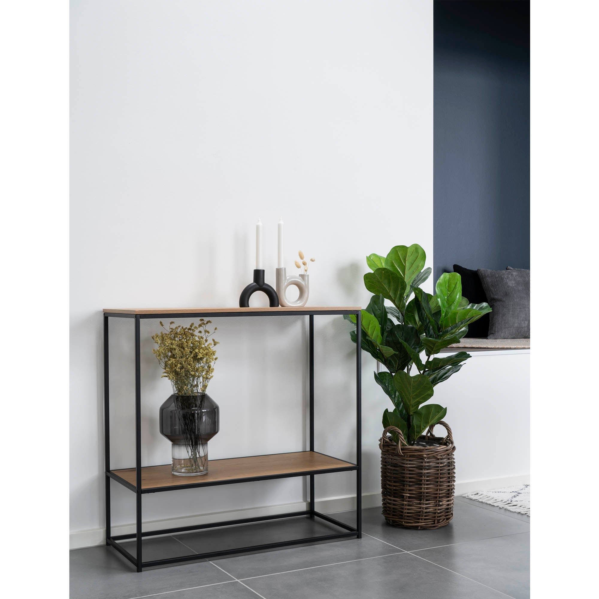 House Nordic Wandtafel Avery met 2 schappen eikenkleurig