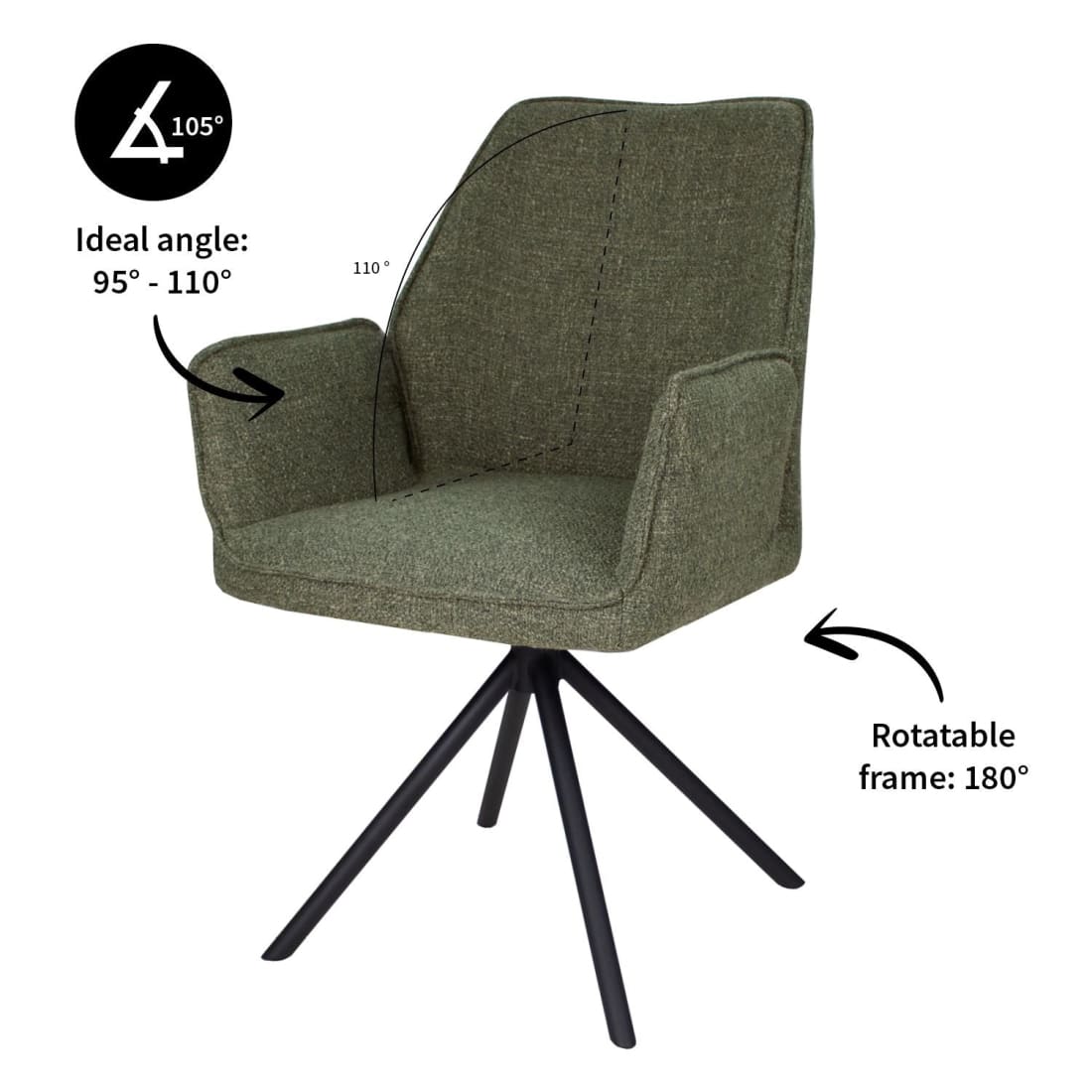 Kick eetkamerstoel Alex - Groen - Katoen eetkamerstoelen