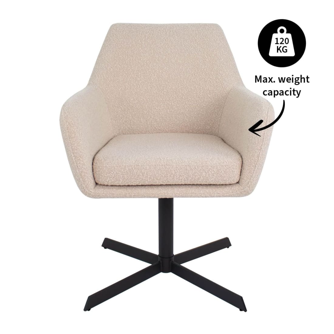 Kick Eetkamerstoel Viktor Boucle - Beige - Bouclé