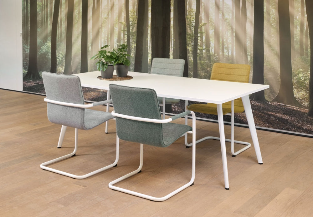 Manhattan Slim Vergadertafel 180x80cm 6 personen - Zwart onderstel - Antraciet Eiken Blad