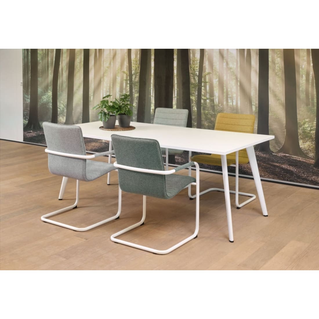 Manhattan Slim Vergadertafel 140x80cm 4 personen - Wit