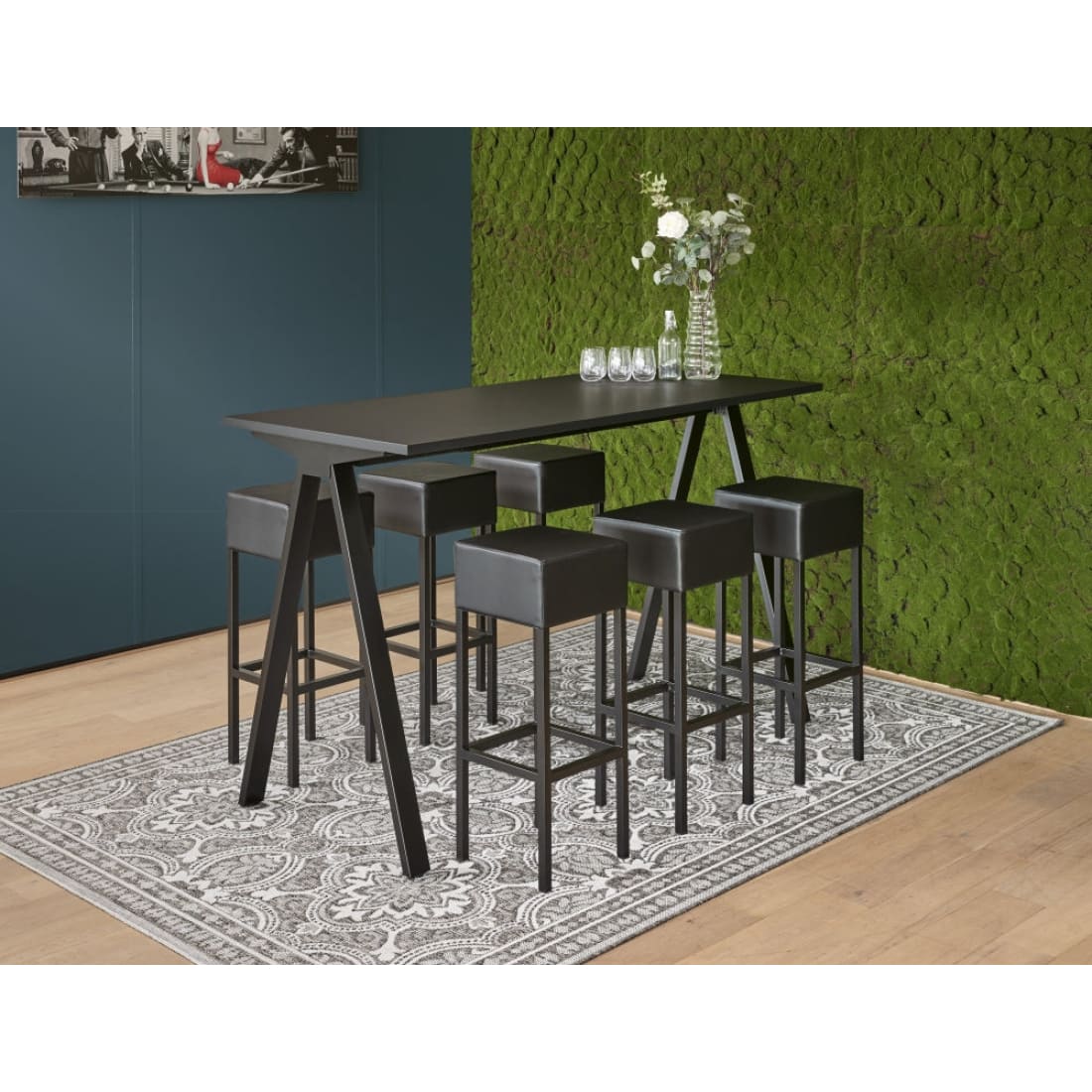 Manhattan Vibe Bartafel 160x80cm 4-6 personen - Zwart
