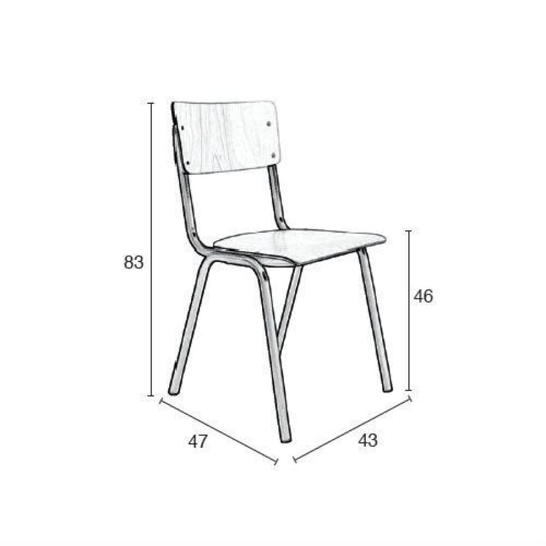 Set van 4 Eetkamerstoel Houten Design Zwart School - Houten