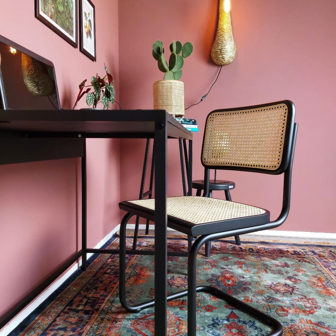Set van 4 Eetkamerstoel Rotan Design Zwart Bas - Rotan