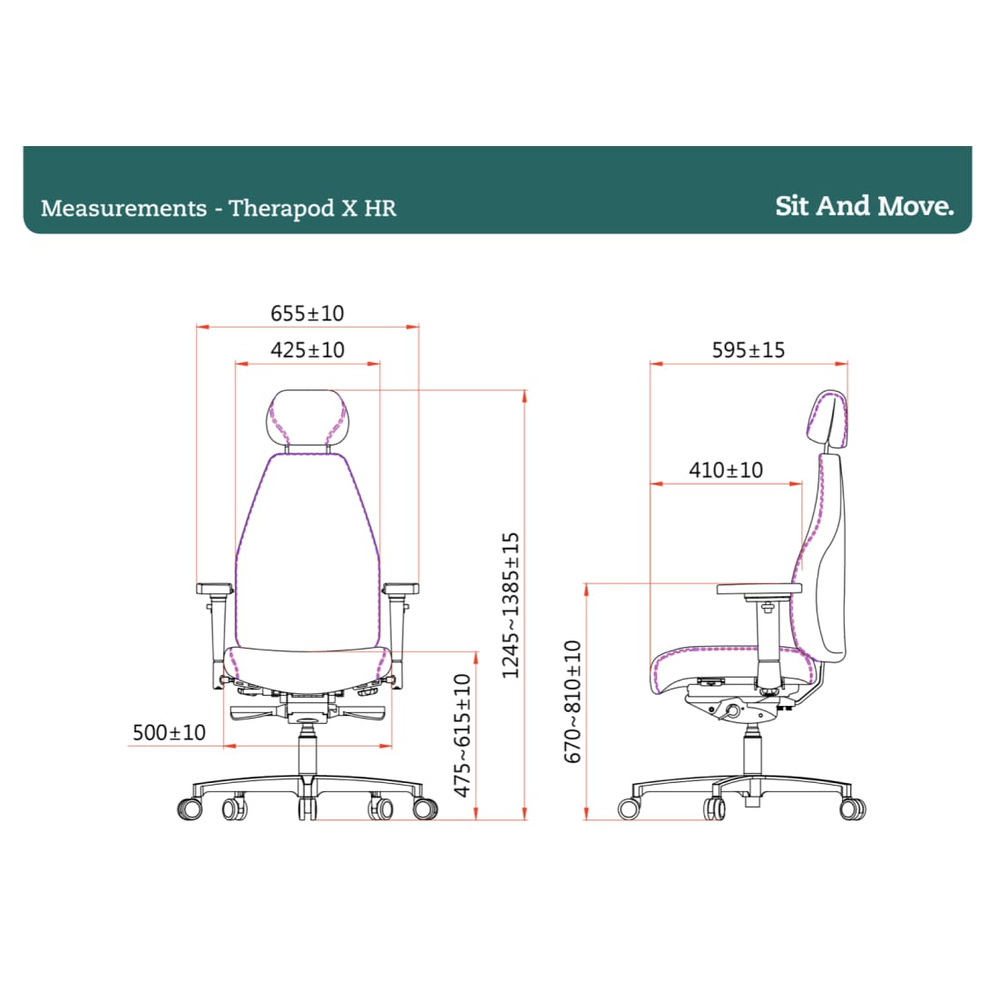 Sit And Move Therapod X Hoofdsteun - Bureaustoel Zwart leder