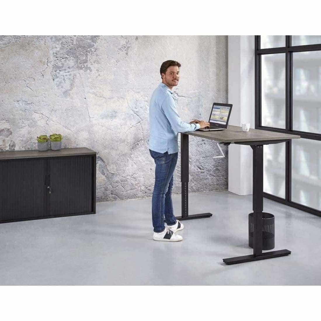 Verstelbaar Zit/Sta Bureau Ergonomisch Slinger Projectas Bureau Woonliving 120x80cm Eiken Zwart