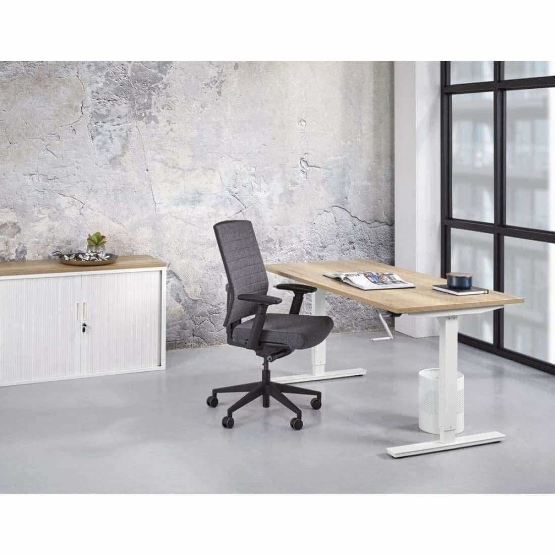 Verstelbaar Zit/Sta Bureau Ergonomisch Slinger Projectas Bureau Woonliving 140x80cm Licht Eiken Wit