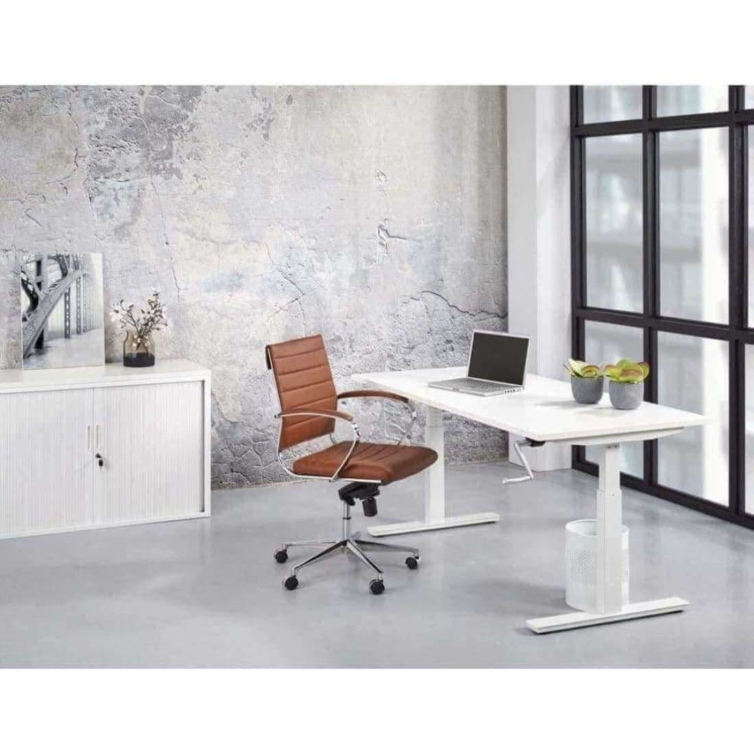Verstelbaar Zit/Sta Bureau Ergonomisch Slinger Projectas Bureau Woonliving 120x80cm Wit Wit