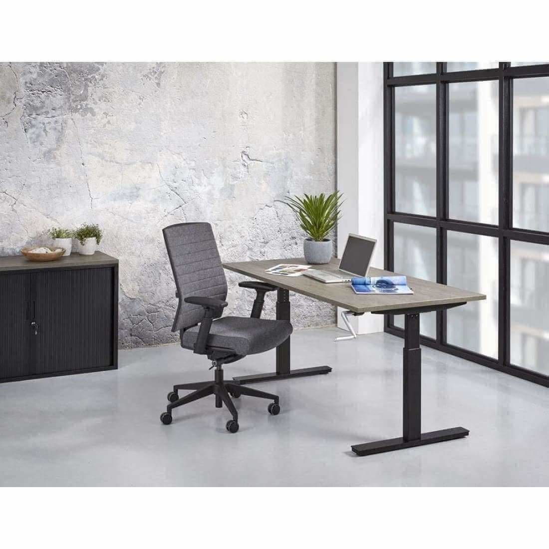 Verstelbaar Zit/Sta Bureau Ergonomisch Slinger Projectas Bureau Woonliving 180x80cm Eiken Zwart