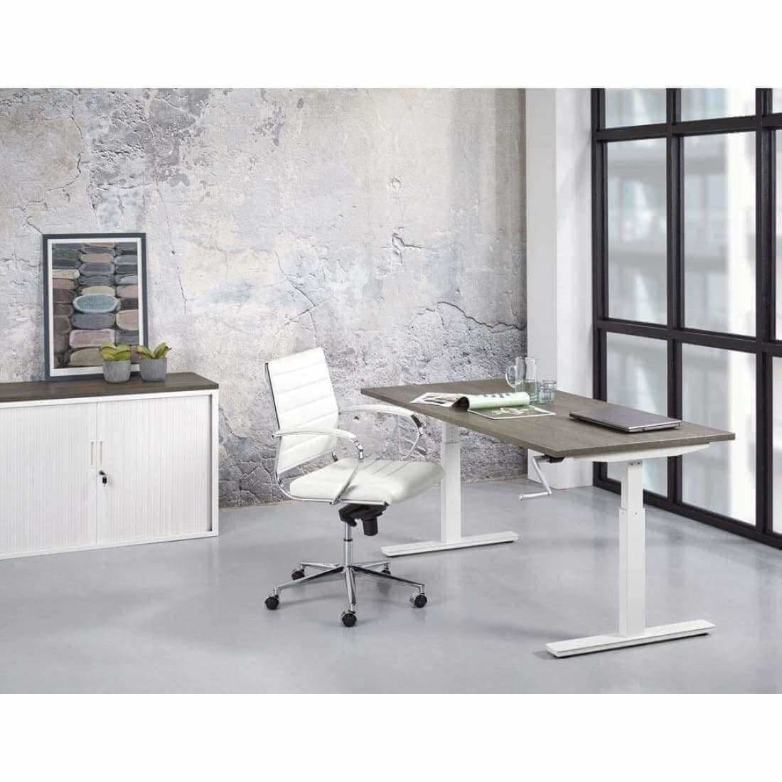 Verstelbaar Zit/Sta Bureau Ergonomisch Slinger Projectas Bureau Woonliving 120x80cm Eiken Wit