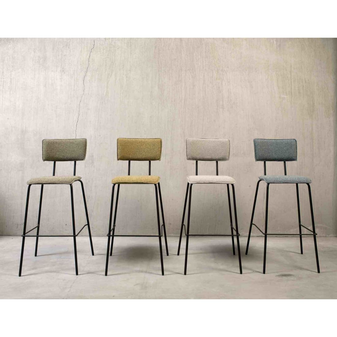 Workliving Barkruk Hoog Bo Society - Boucle Mustard - Hoge