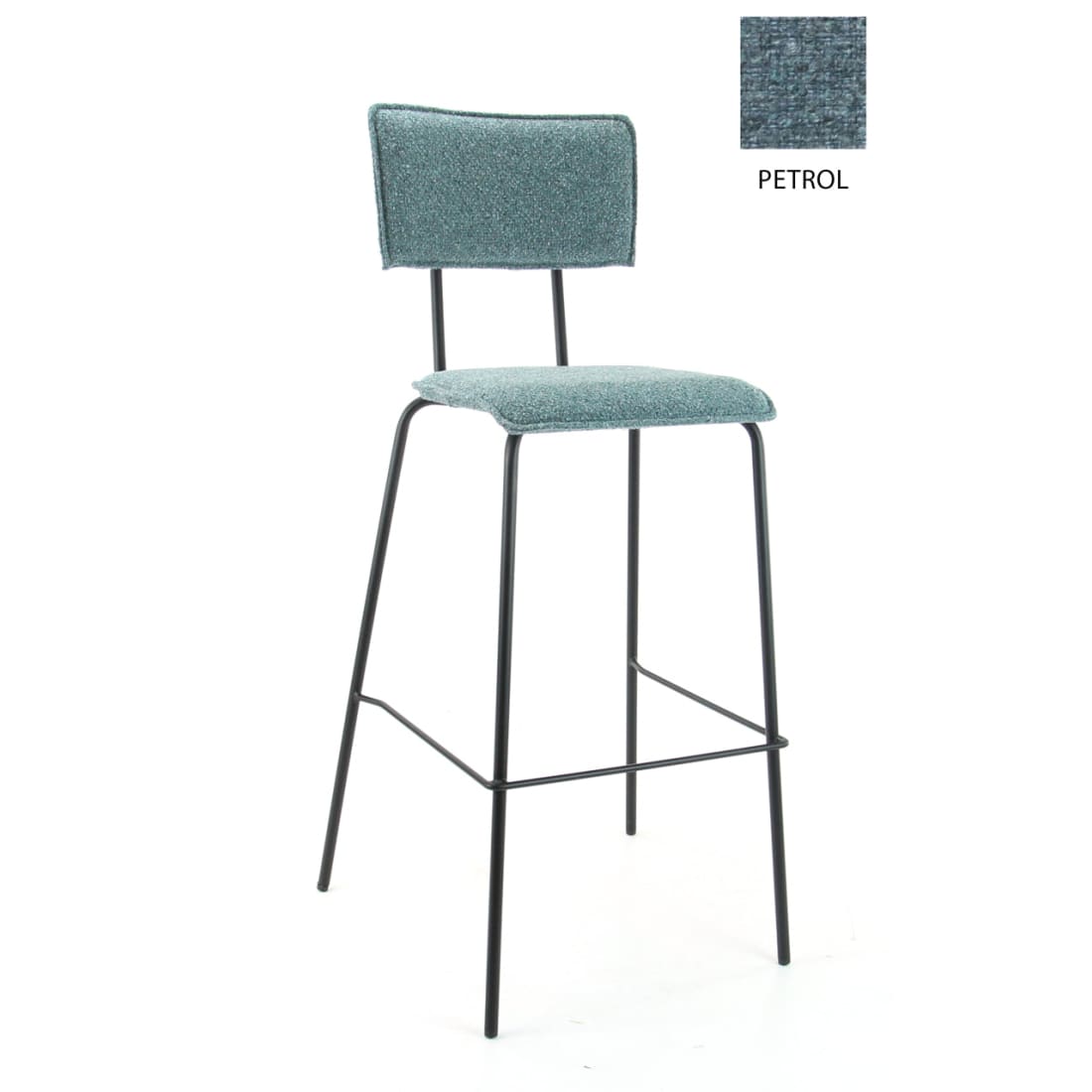 Workliving Barkruk Hoog Bo Society - Boucle Petrol - Hoge