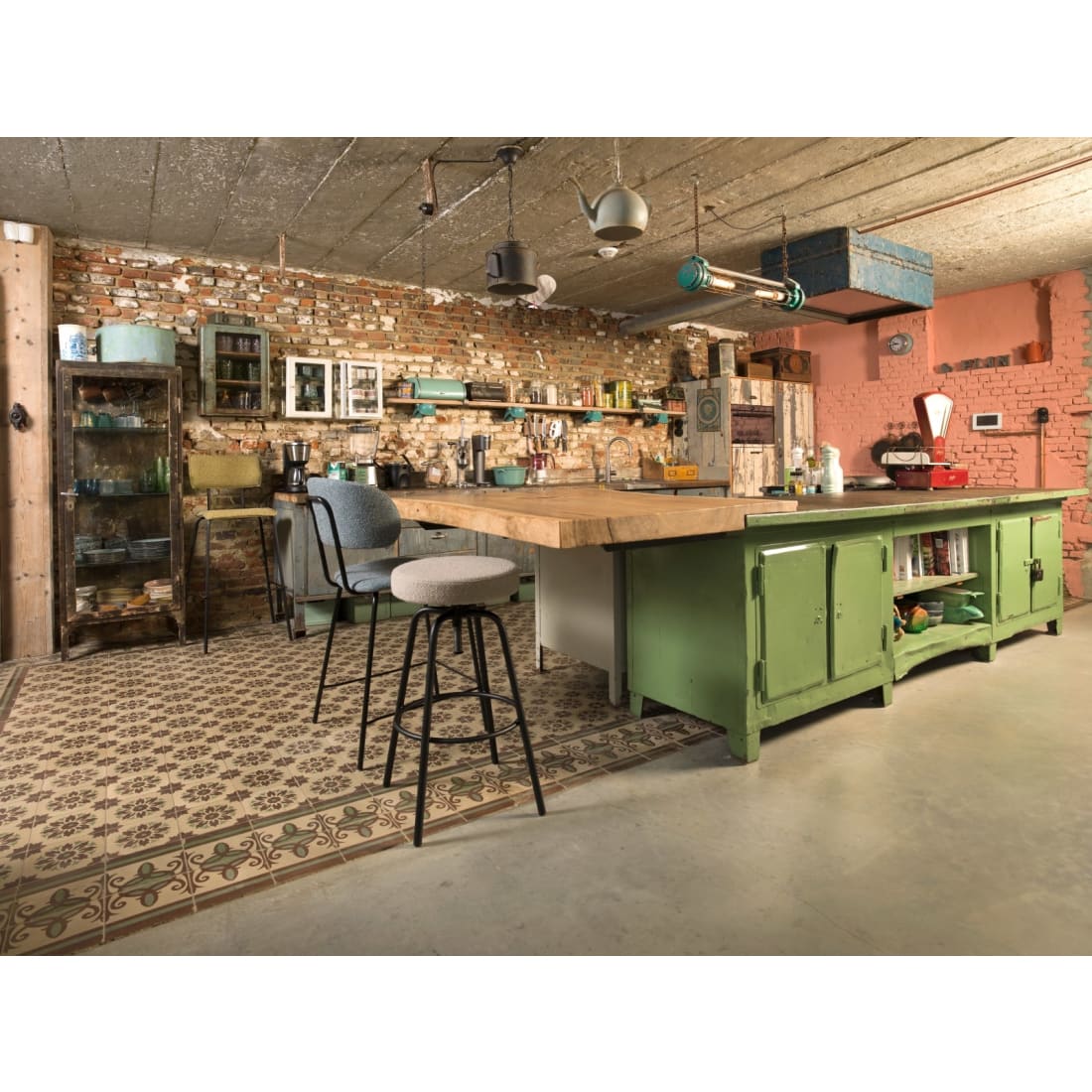 Workliving Barkruk Hoog Rond - Society Boucle Mustard - Hoge