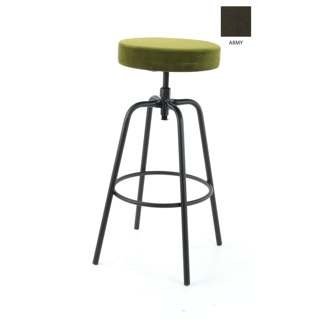 Workliving Barkruk Hoog Rond - Velvet Earth Army - Hoge