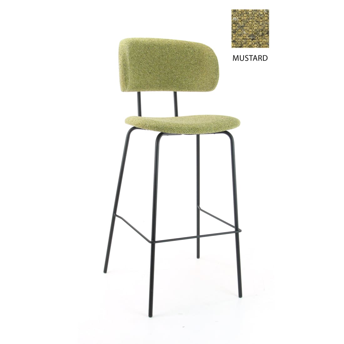 Workliving Barkruk Hoog Society Bo - Boucle Mustard - Hoge