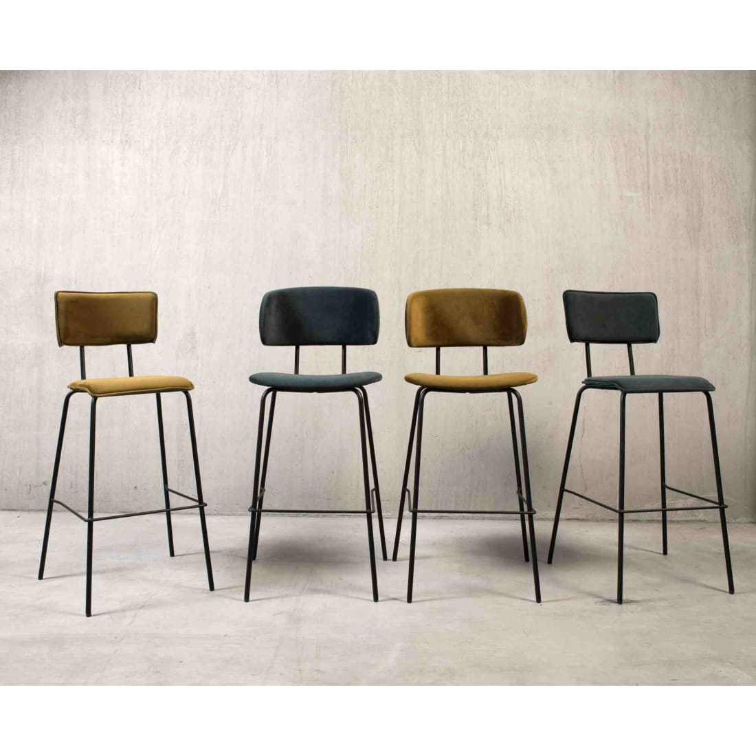 Workliving Barkruk Hoog Society Bo - Boucle Petrol - Hoge