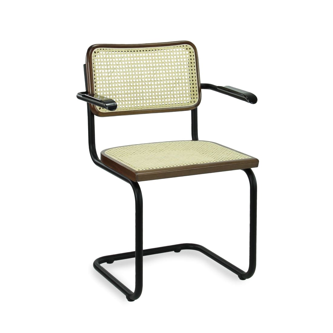 Workliving Bas Eetkamerstoel - Rotan Design Walnoot / Zwart