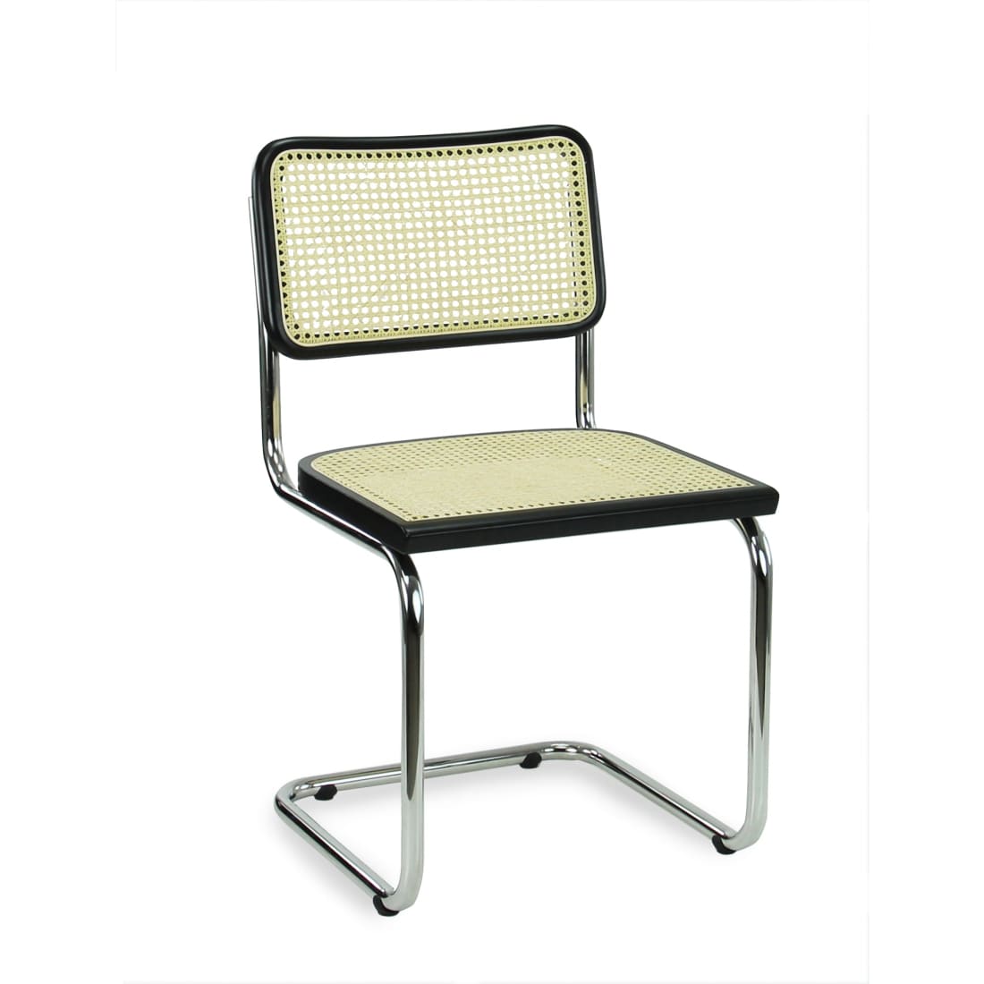 Workliving Bas Eetkamerstoel - Rotan Design Zwart / Chroom