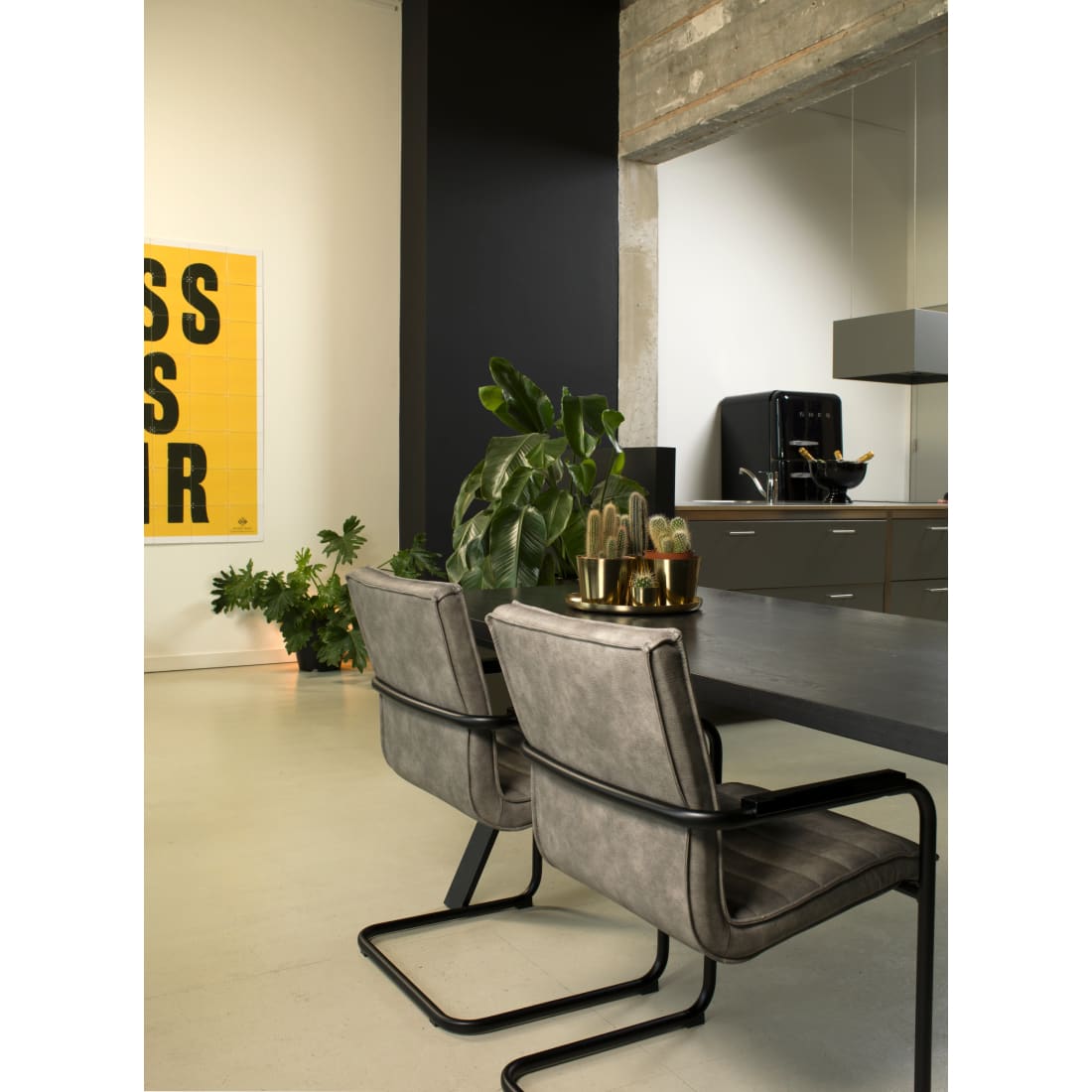 Workliving Haven Eetkamerstoel - Vegan Leer Grijs - Vegan
