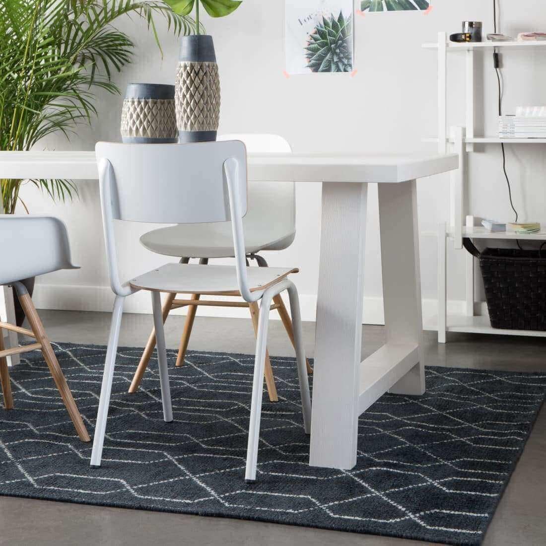 Workliving School Eetkamerstoel - Houten Design Wit - Wit -