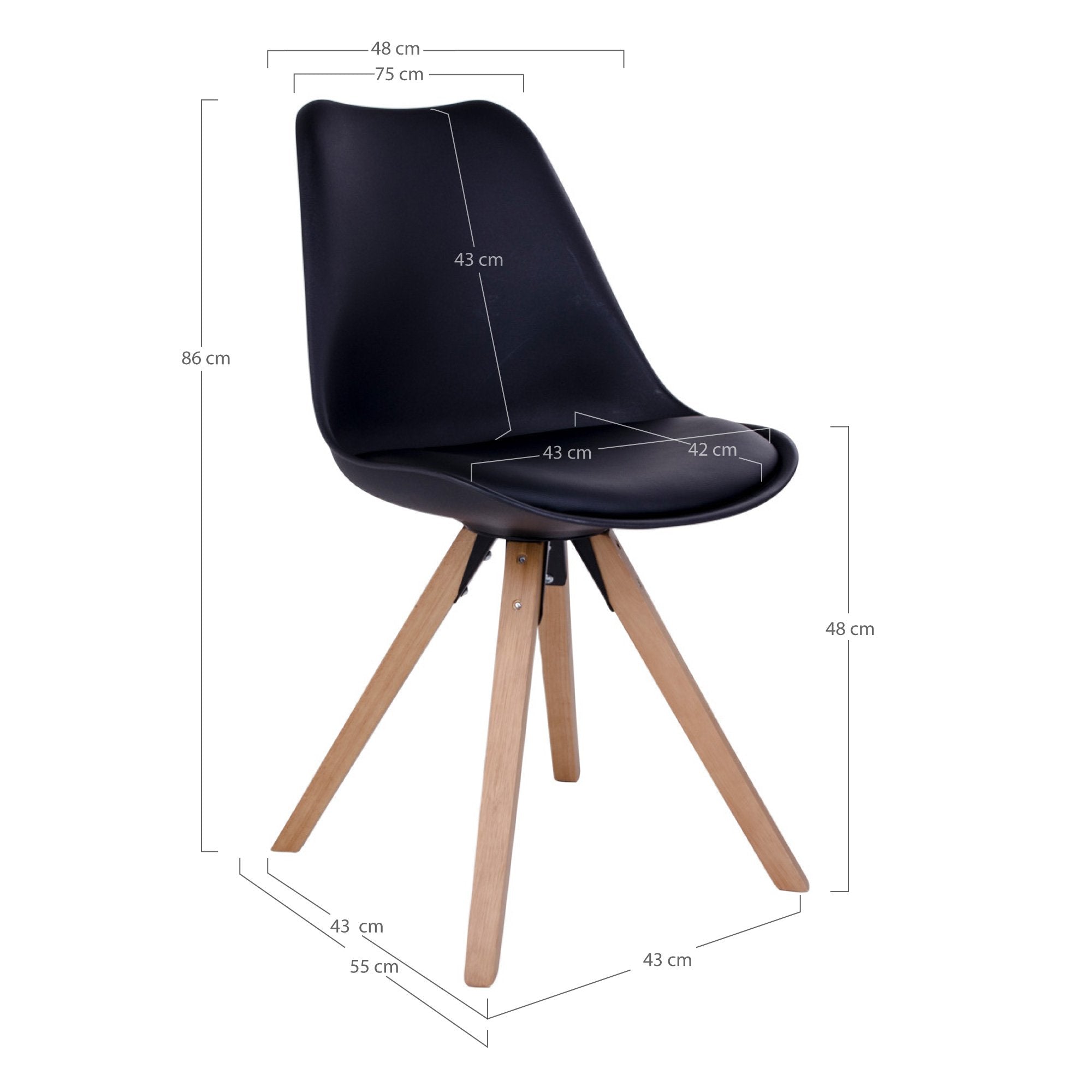 Bergen Dining Chair - Dining Chair, black with nature legs - House Nordic - Dining Chair- Workliving