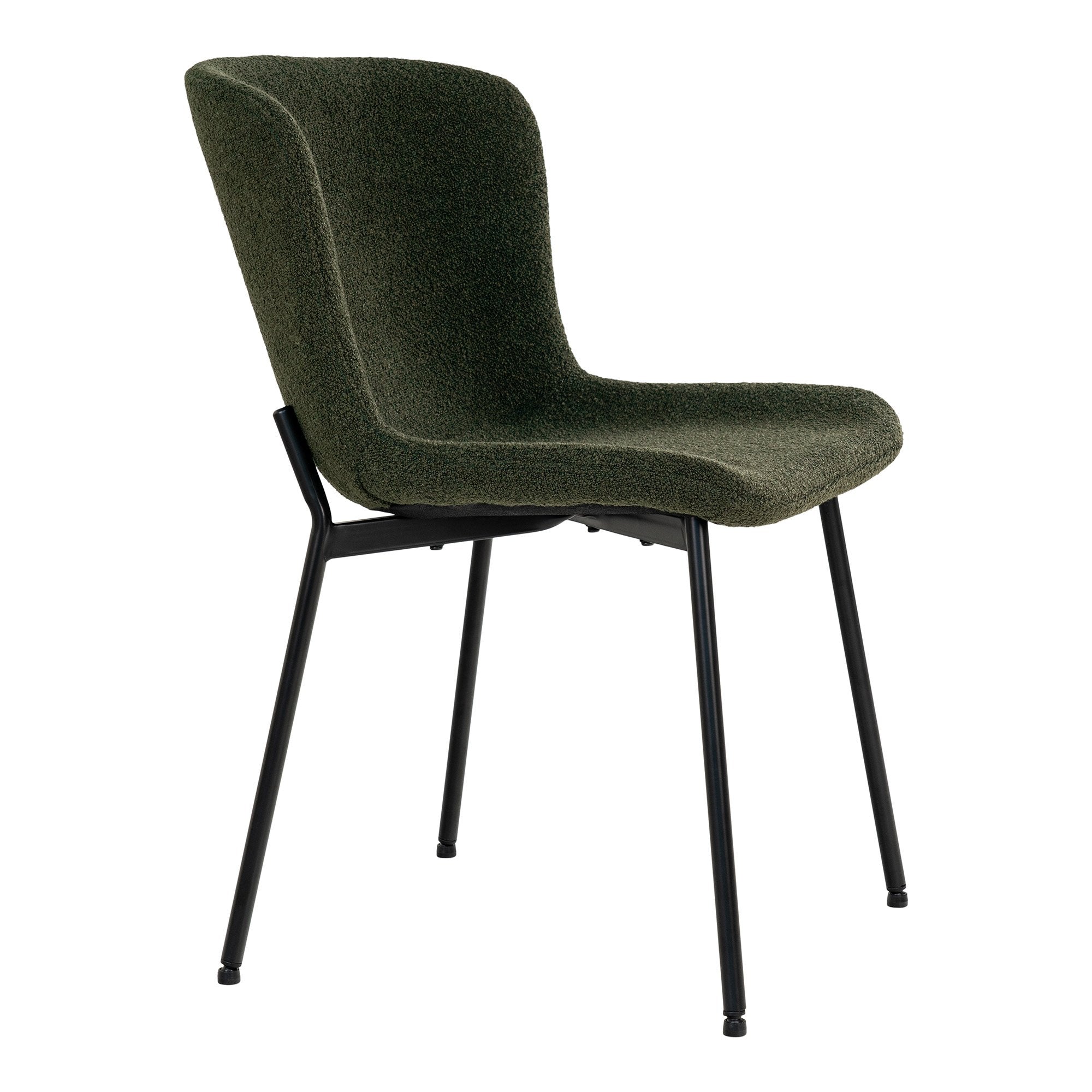 Maceda Dining Chair - Dining Chair in bouclé, dark green with black legs - House Nordic - Dining Chair- Workliving