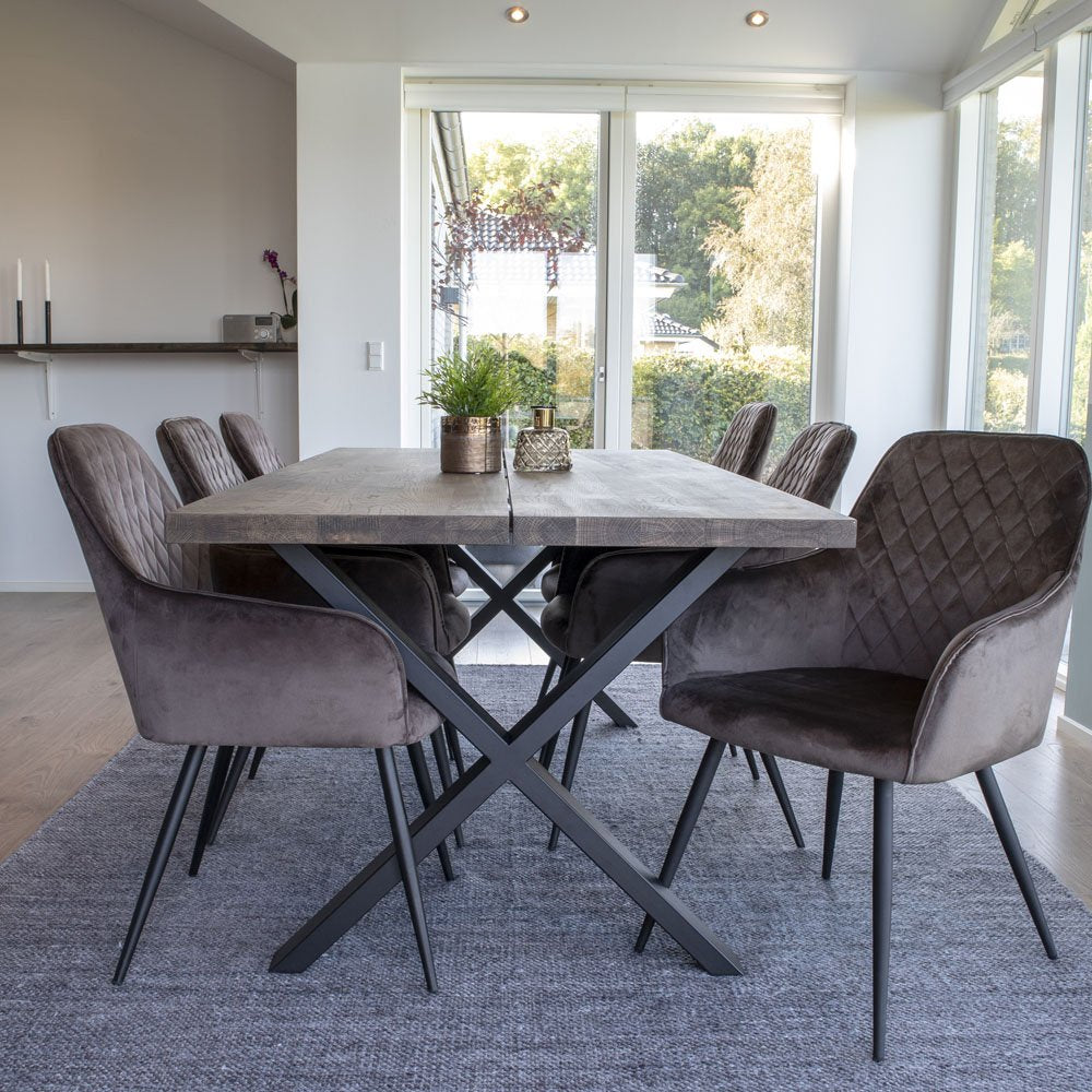 Harbo Dining Chair - Dining Chair in velvet, mushroom with black legs, HN1208 - House Nordic - Dining Chair- Workliving