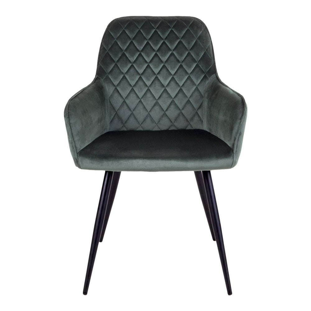 Harbo Dining Chair - Dining Chair in velvet, green with black legs, HN1206 - House Nordic - Dining Chair- Workliving