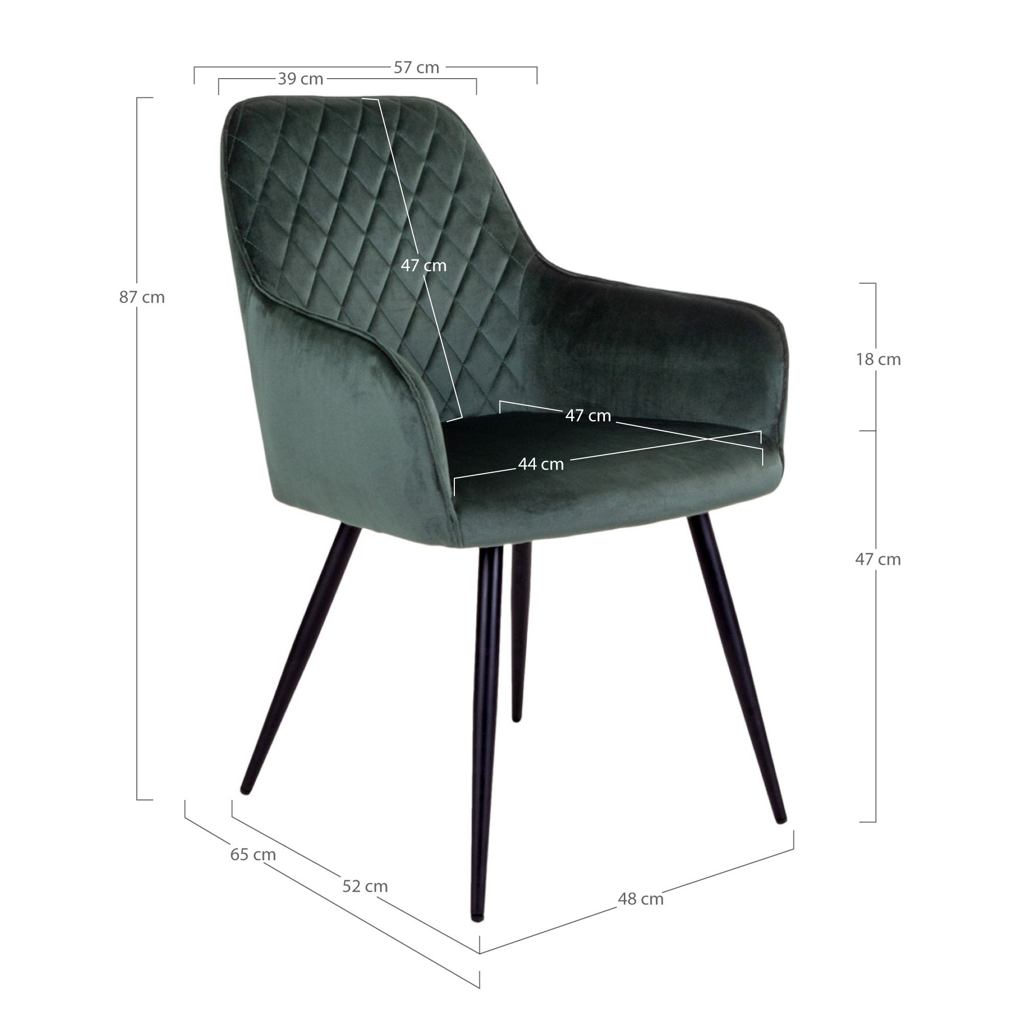 Harbo Dining Chair - Dining Chair in velvet, green with black legs, HN1206 - House Nordic - Dining Chair- Workliving