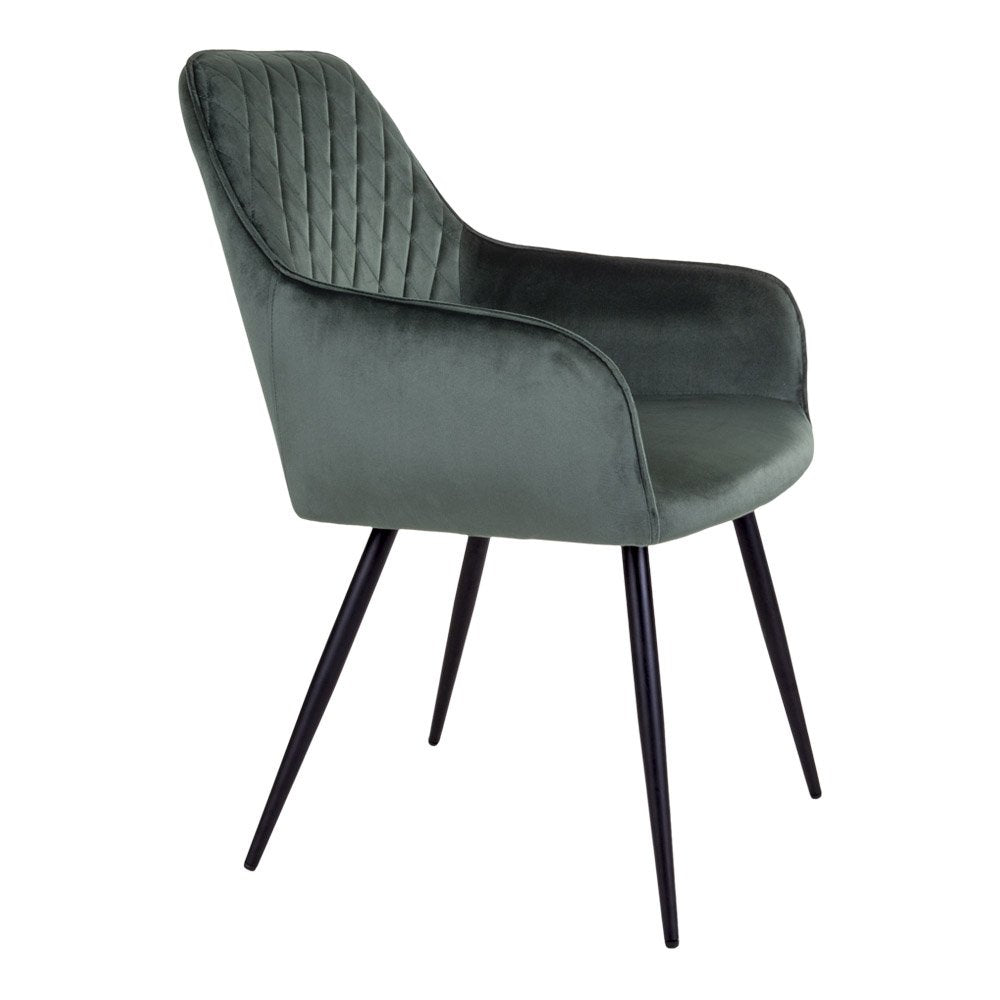 Harbo Dining Chair - Dining Chair in velvet, green with black legs, HN1206 - House Nordic - Dining Chair- Workliving