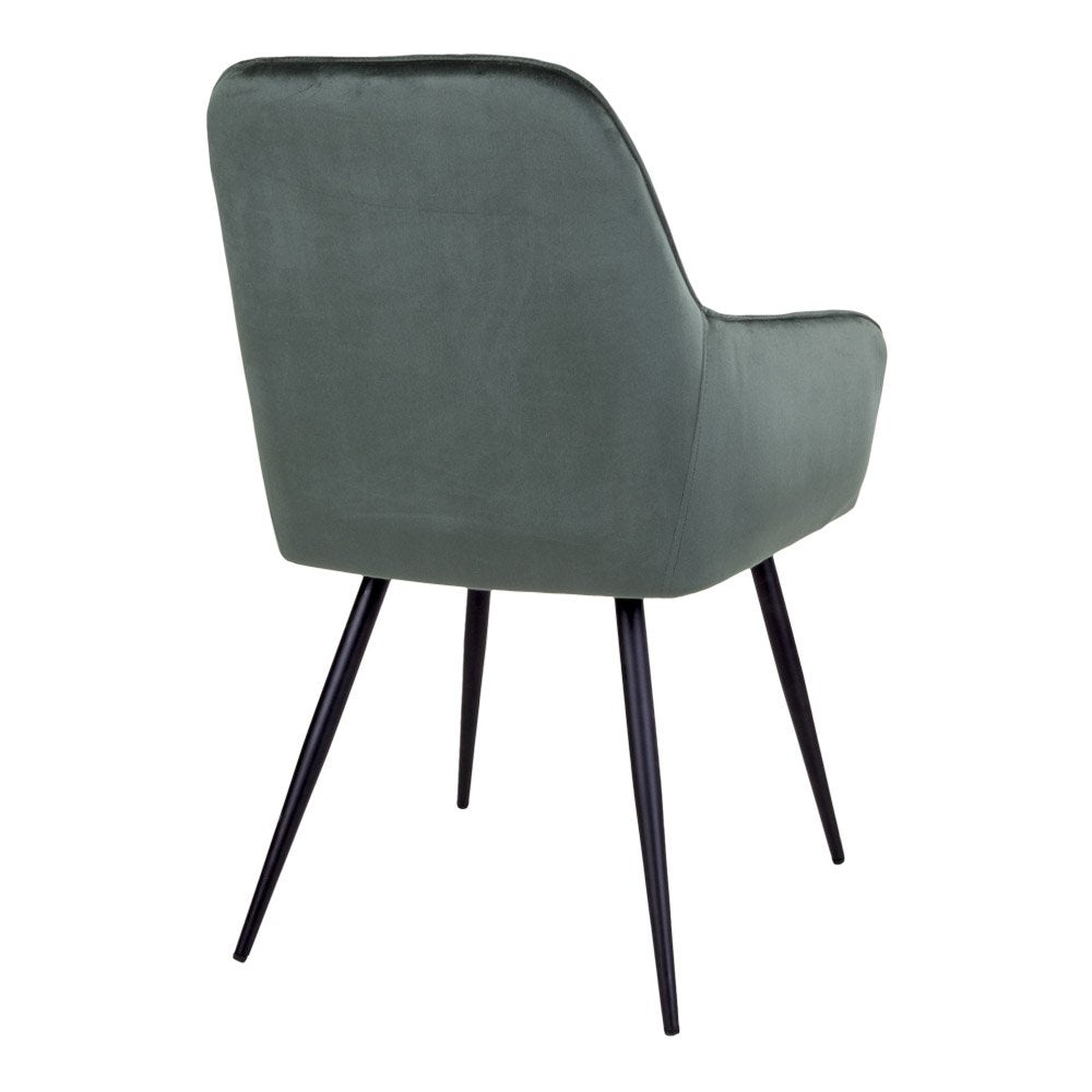 Harbo Dining Chair - Dining Chair in velvet, green with black legs, HN1206 - House Nordic - Dining Chair- Workliving