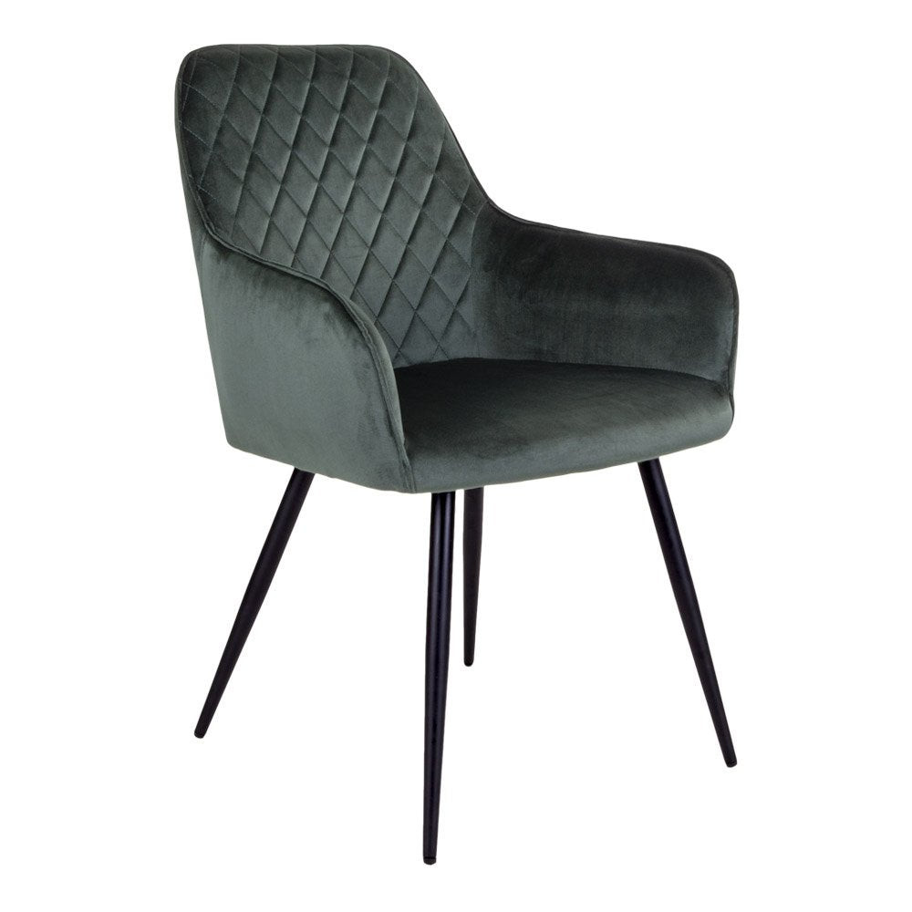 Harbo Dining Chair - Dining Chair in velvet, green with black legs, HN1206 - House Nordic - Dining Chair- Workliving